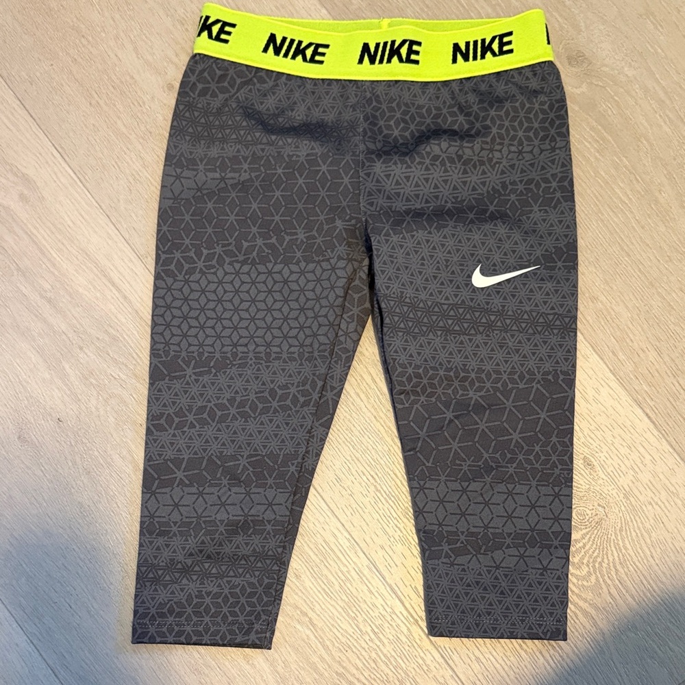 Nike Kids Leggings with Neon Yellow Waistband